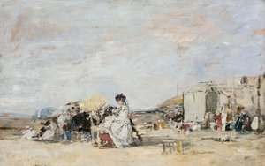Dame en blanc sur la plage de Trouville