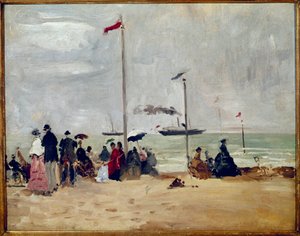 Sur la plage de Trouville, Normandie - Eugene Louis Boudin