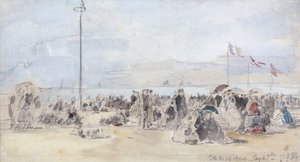 Personnes sur la plage, Trouville, 1866 - Eugene Louis Boudin