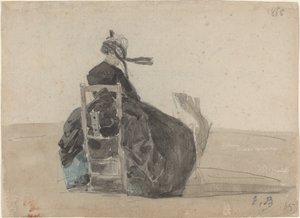 Dame assise en noir, Trouville, 1865