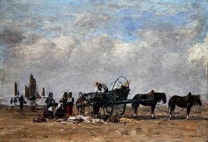 Le Chariot de Poisson, Berck, vers 1880 - Eugene Louis Boudin