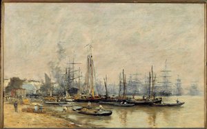 Le port de Bordeaux, navires sur la Garonne - Eugene Louis Boudin