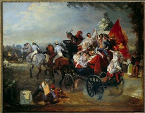 Scène de carnaval à Paris, Place de la Concorde en 1834