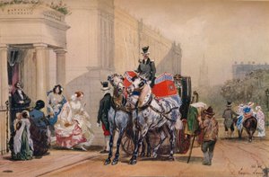 Dames entrant dans leur voiture à Belgrave Square, 19ème siècle