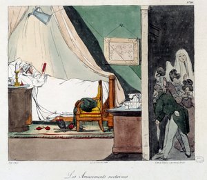 Plaisir nocturne. Les enfants ont peur de faire peur à une personne lisant au lit - Eugene Louis Lami