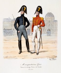 Mousquetaires Gris, Tenue de Manège et Tenue de Société, 1814-15 - Eugene Titeux