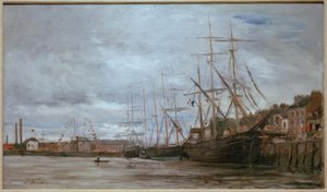 Port avec voiliers - Eugene Louis Boudin