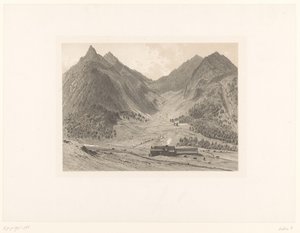 Paysage de montagne avec maison dans une prairie alpine - Eugène Cicéri (attributed to)