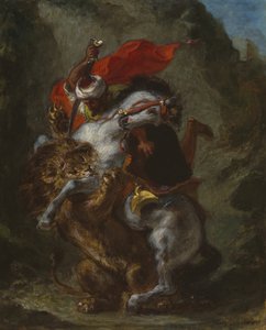 Cavalier arabe attaqué par un lion - Eugène Delacroix