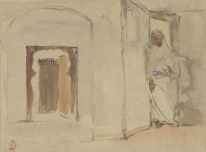 Arabe devant la porte de sa maison - Eugène Delacroix