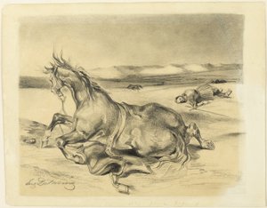 Cheval Tombé et Chevalier Mort - Eugène Delacroix