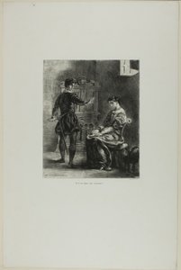 Hamlet et Ophélie, planche 5 de Hamlet - Eugène Delacroix