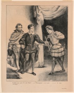 Illustration pour Hamlet : Hamlet et Guildenstern (III,2) - Eugène Delacroix