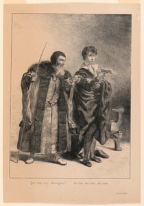 Illustration pour Hamlet. Polonius et Hamlet (II,2) - Eugène Delacroix