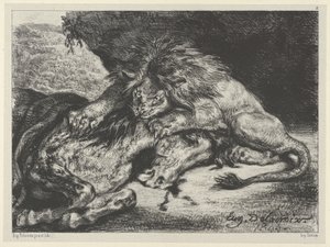 Lion dévorant un cheval