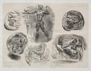 Feuille avec six médailles antiques - Eugène Delacroix