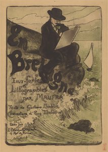 Portrait de Maxime Maufra dessinant sur un rocher