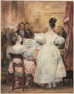 Un concert : Laura Devéria chantant - Eugène François Marie Joseph Devéria