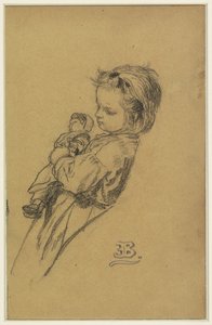 Portrait de Stéphania Maria Anna Isabella de Block-Loor, debout avec une poupée