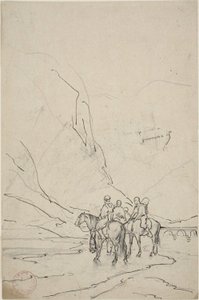 Hommes à cheval près de la rivière - Eugène Fromentin