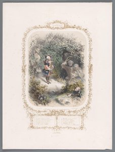 Deux amants saluant Cupidon (La semaine des amours) - Eugène Guérard