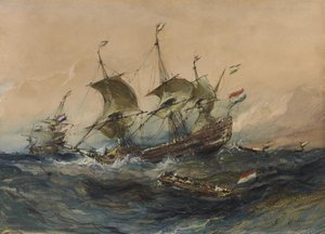 Navires néerlandais dans la tempête - Eugene Isabey