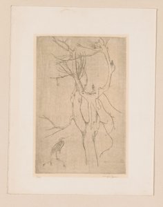 Arbre et héron - Eugène Joors (signed by artist)