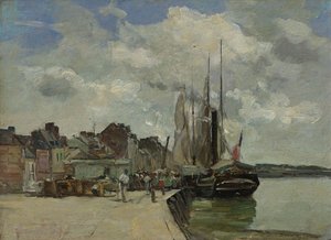 French : Honfleur. Le port de Honfleur : The Port - Eugene Louis Boudin
