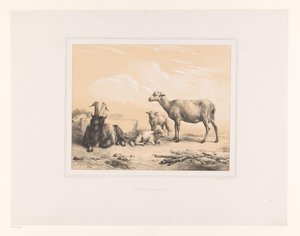 Chèvre, mouton et deux agneaux - Eugène Verboeckhoven