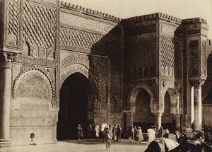 Meknès, Porte du Palais, Bab Mansour (photo n/b)
