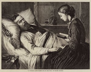 Un soldat danois blessé et sa fiancée (gravure) - European School