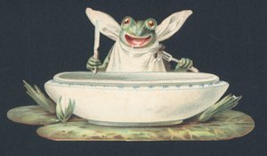 Une grenouille mangeant une mouche (lithographie couleur) - European School