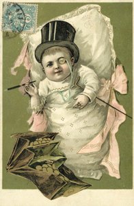 Bébé portant un haut-de-forme et un monocle