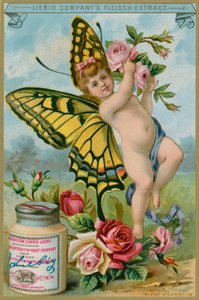 Chérubin Papillon avec des Roses Rouges