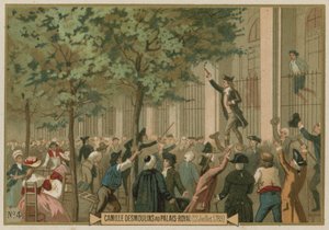 Camille Desmoulins appelle aux armes devant le Palais-Royal, Paris, Révolution française, 12 juillet 1789