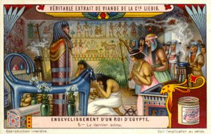 Dernier adieu à un pharaon égyptien mort dans sa tombe (chromolitho) - European School