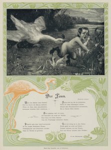 Oie chassant un faune (gravure en couleur) - European School