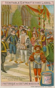 Invités attendant devant la cathédrale de Bologne lors du couronnement de l