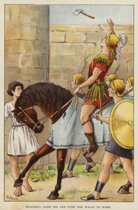 Hannibal jetant sa hache par-dessus les murs de Rome - European School
