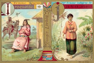 Femmes iroquoises et javanaises (chromolithographie)