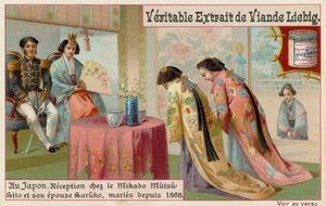 Femmes japonaises reçues par le Mikado et sa femme
