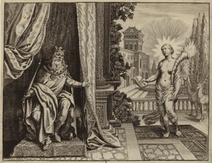 Le roi Salomon composant le Cantique des Cantiques en extase (gravure)
