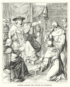 Luther devant le légat à Augsbourg (gravure)