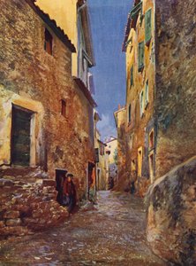 Menton, Rue dans la Vieille Ville (colour litho) - European School