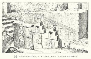 Persépolis, un escalier et des balustrades (litho) - European School