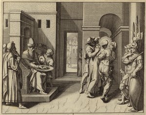 Ponce Pilate se lavant les mains après que Jésus-Christ a été condamné à mort (gravure)