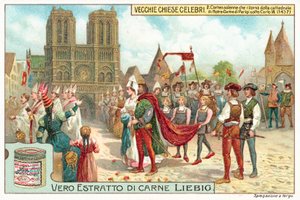 Procession quittant Notre-Dame de Paris sous le règne de Charles VII de France - European School