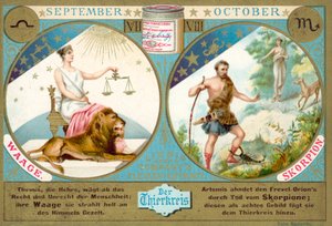 Septembre et octobre : Balance et Scorpion (chromolithographie)