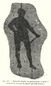 Statuette moulée en gutta-percha et prête à recevoir la carcasse de platine, procédé Lenoir