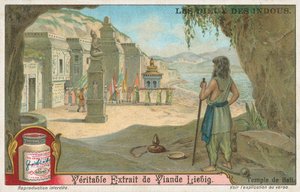 Temple de Bali, carte de Liebig, début du 20e siècle (chromo)